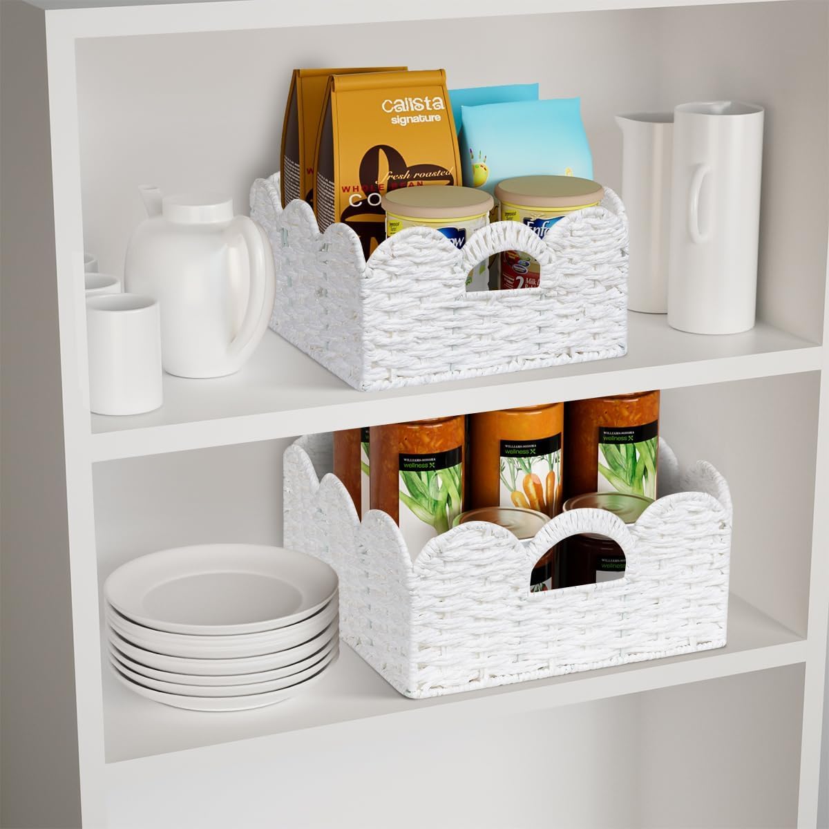 Handwoven Boho White Storage Basket - View 6