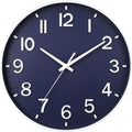 Battery Operated Luxe Black Wall Clock — 12" — Navy Blue