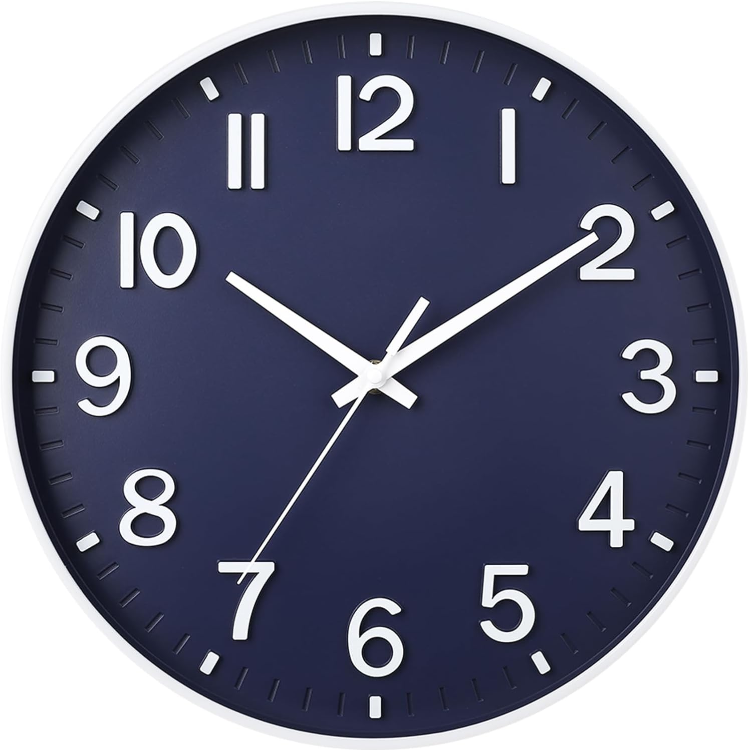 Battery Operated Luxe Black Wall Clock — 12" — Navy Blue