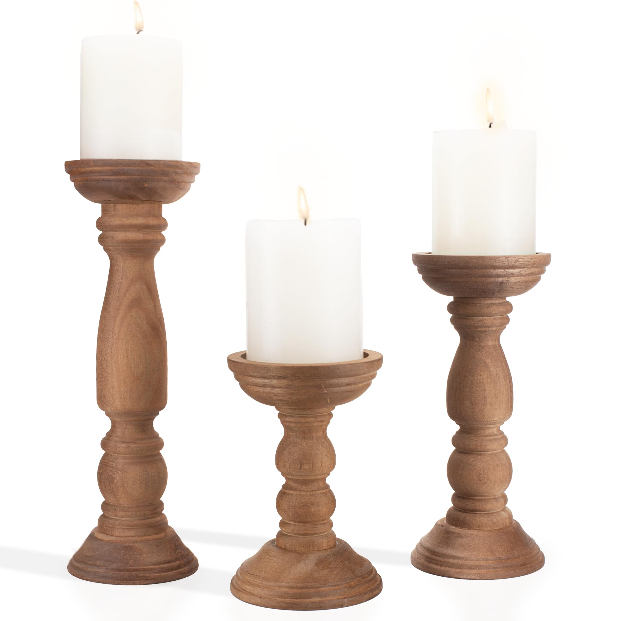 Vintage Farmhouse Beige Pillar Candle — 12"