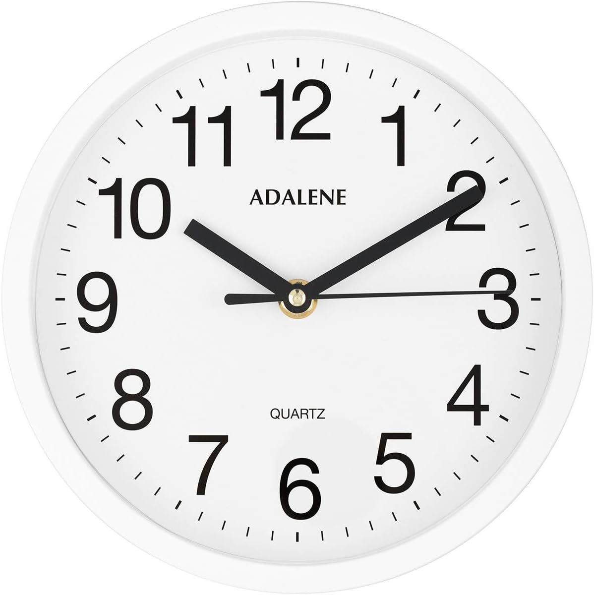 Battery Operated Modern White Wall Clock — 8" — White
