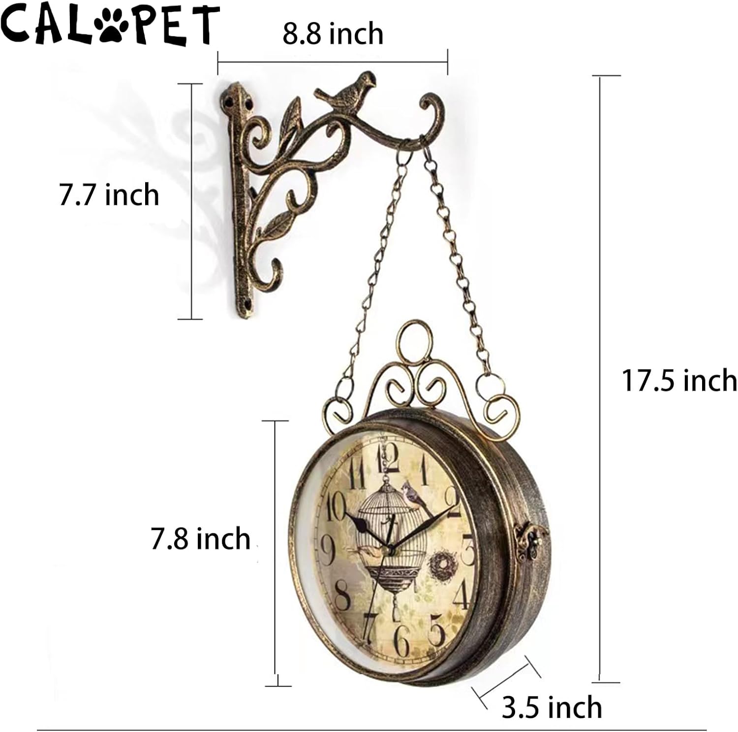 Round Mid-Century Metal Wall Clock — 8" - View 4