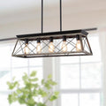 Rectangular Farmhouse Black Chandelier — 5-Light — Rustic Black