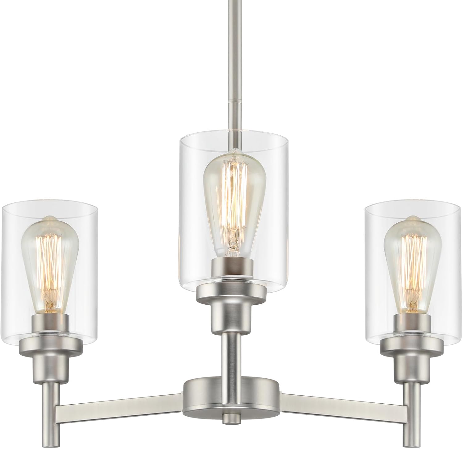 Farmhouse Black Chandelier — 34" — Brushed Nickel