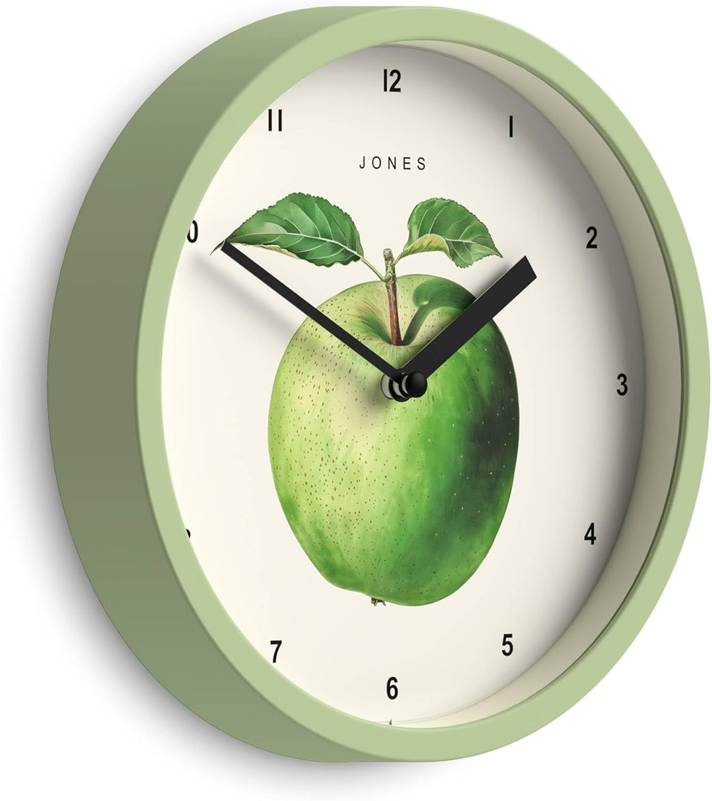 Round Beige Wall Clock — 8" — Green
