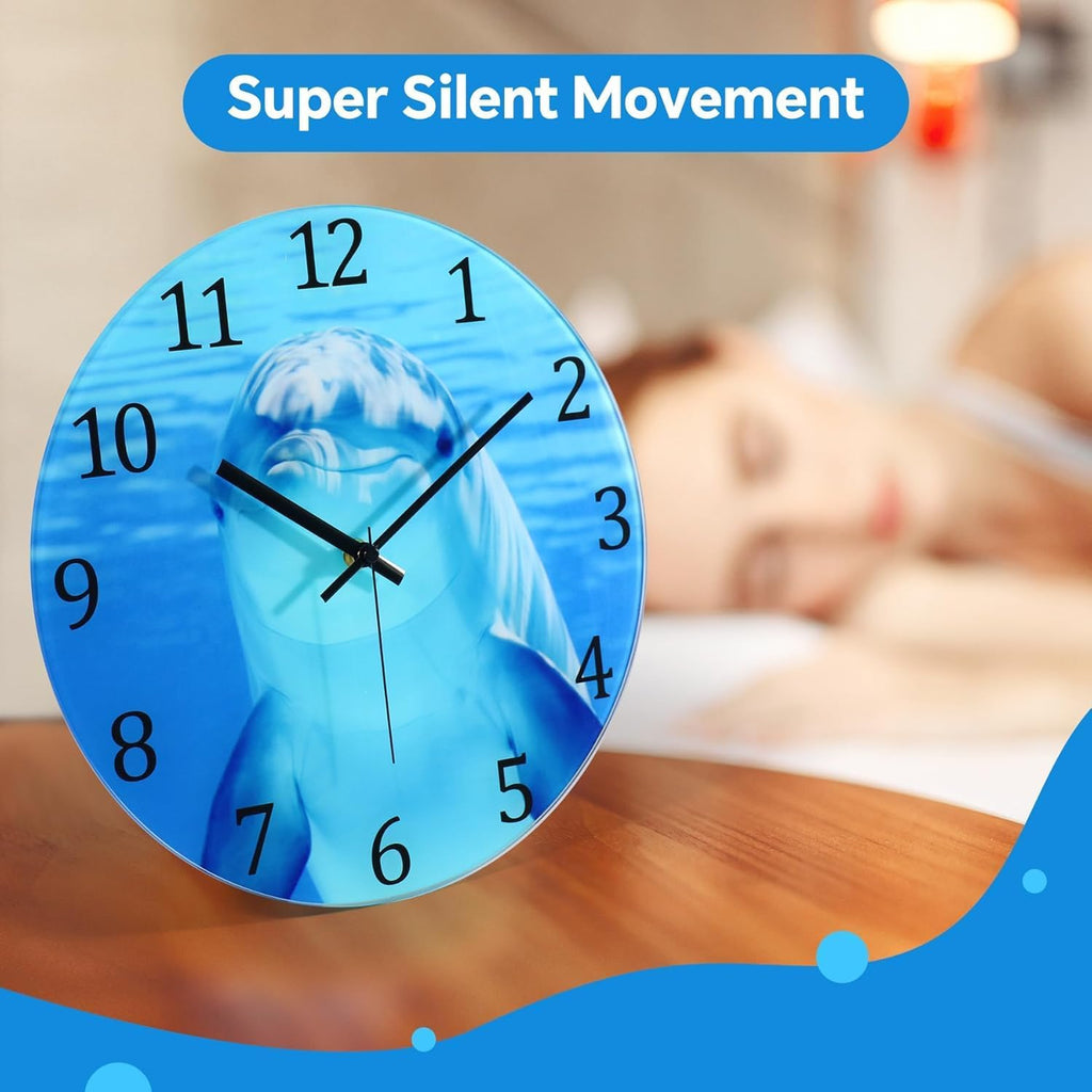 Battery Operated Blue Wall Clock — 8" - View 2