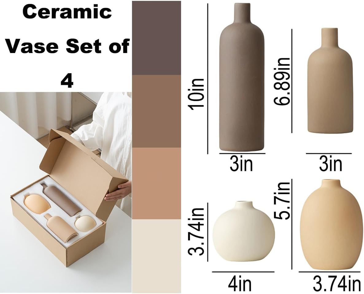 Modern Beige Decorative Vase - View 3