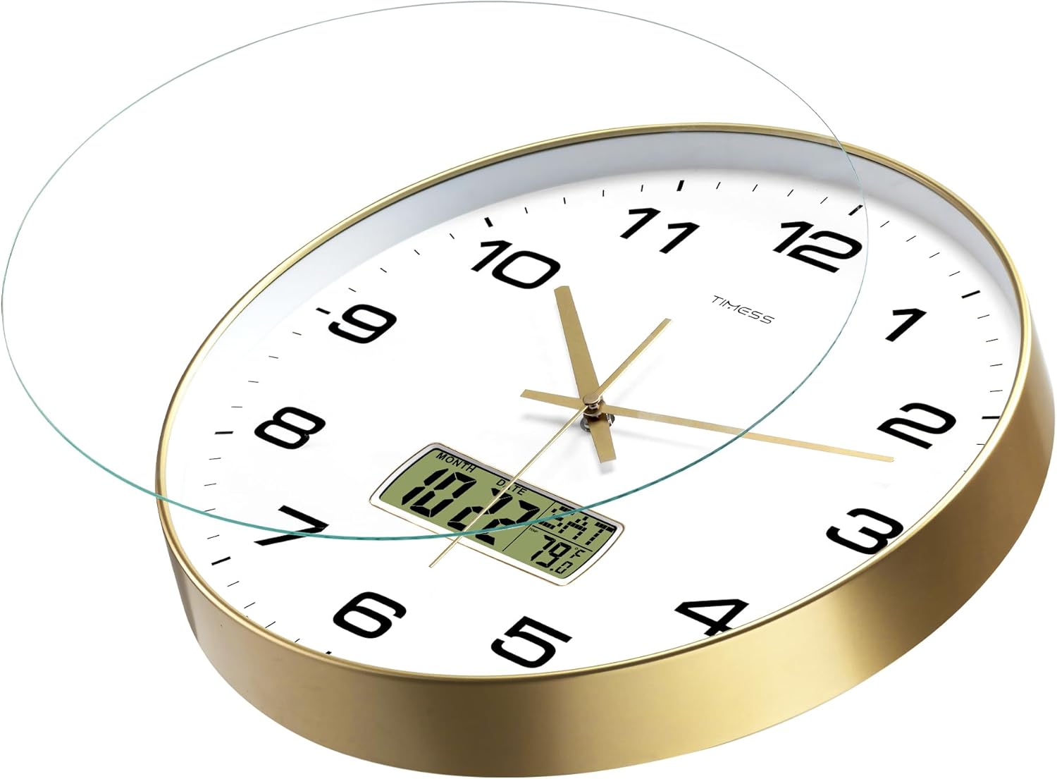 Battery Operated Luxe Black Wall Clock — 14" - View 5