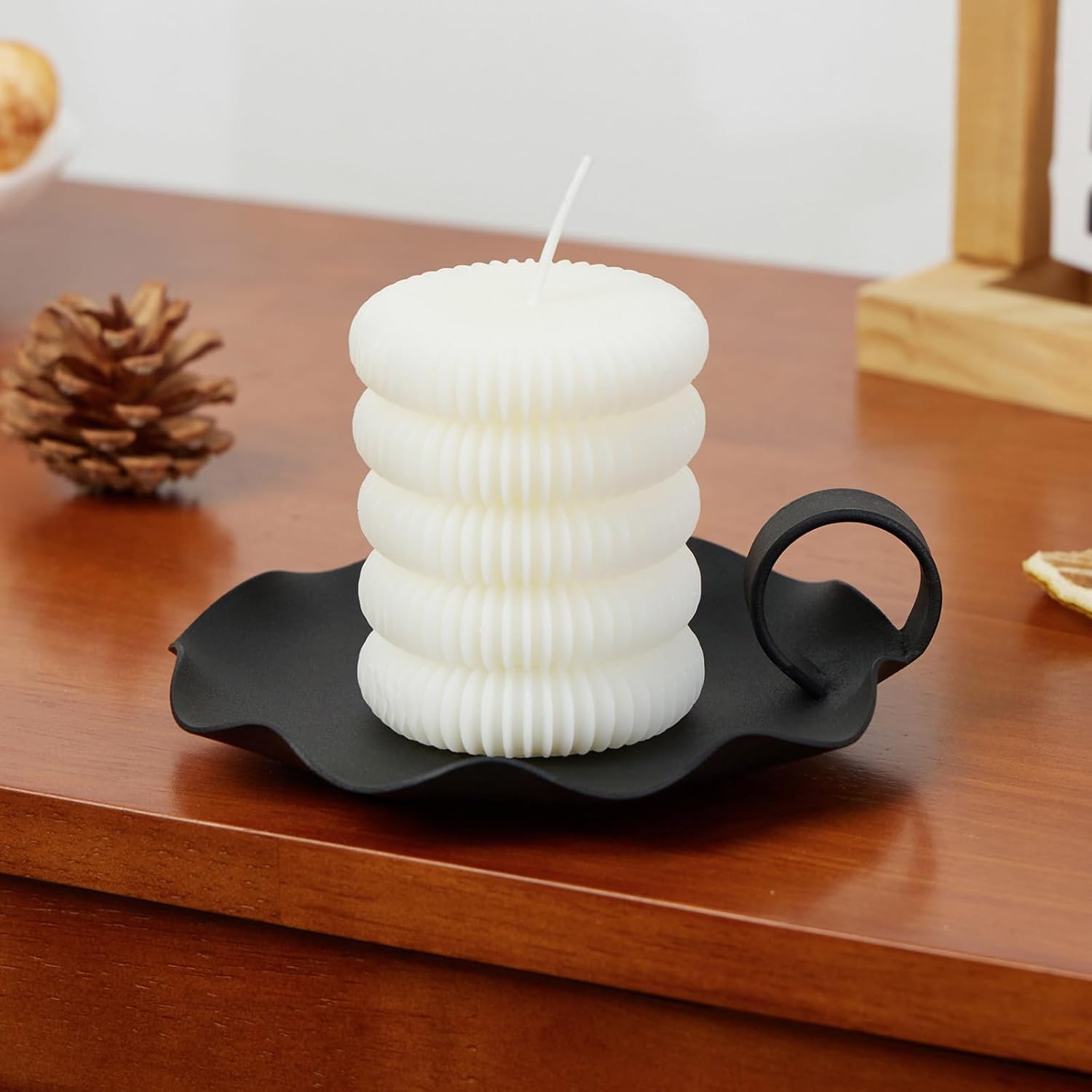 Modern Black Pillar Candle — 5.5" — Black