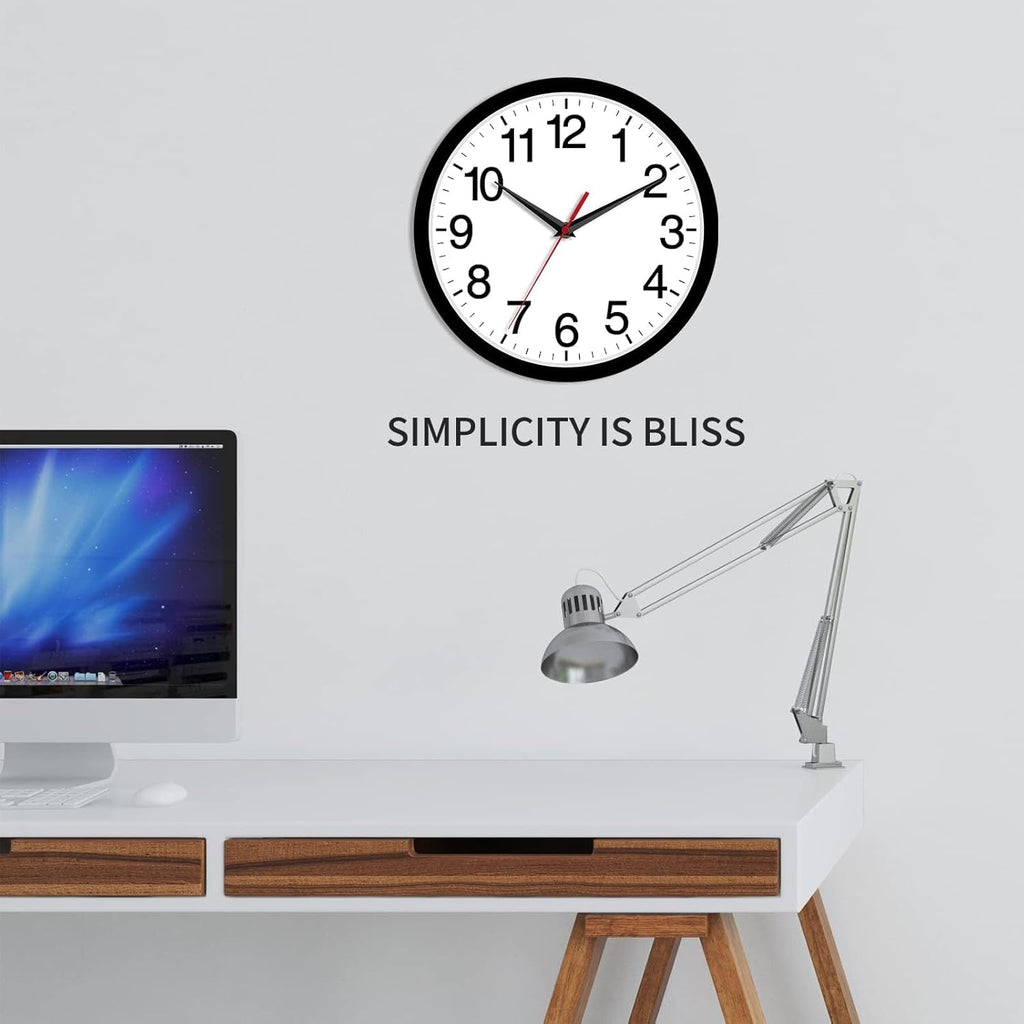 Battery Operated Modern Black Wall Clock — 8" - View 6