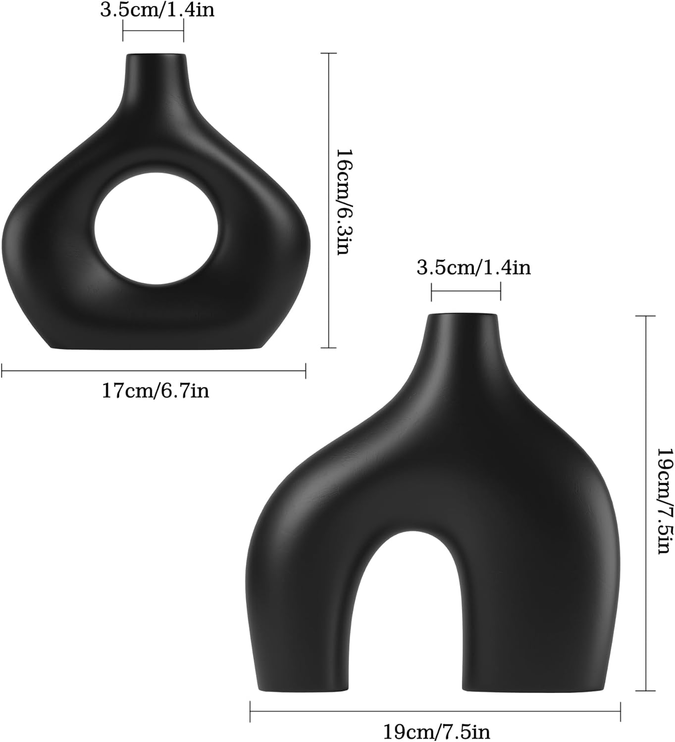 Vintage Farmhouse Black Flower Vase — Set of 2 - View 3