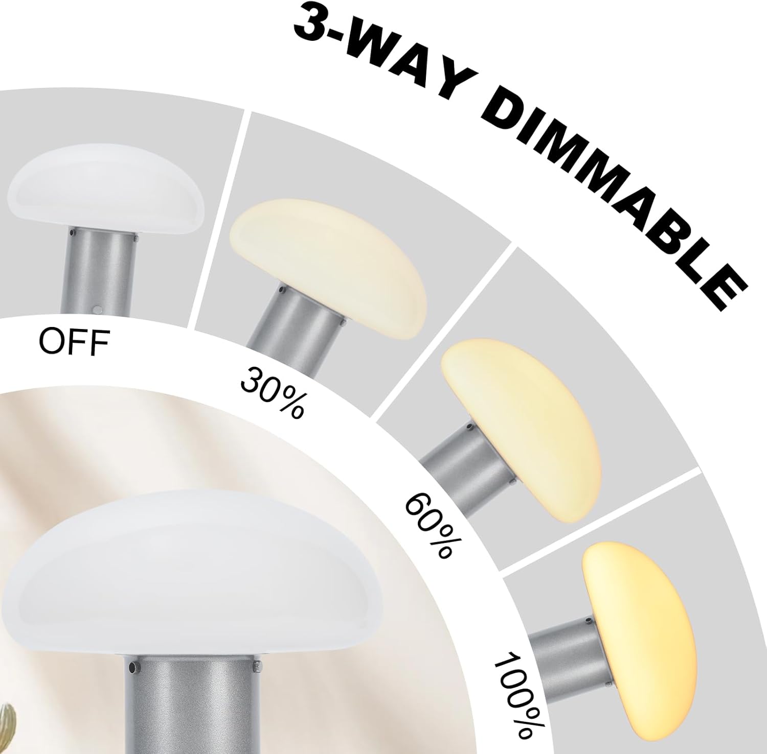 Dimmable Mid-Century Metal Nightstand Lamp - View 3