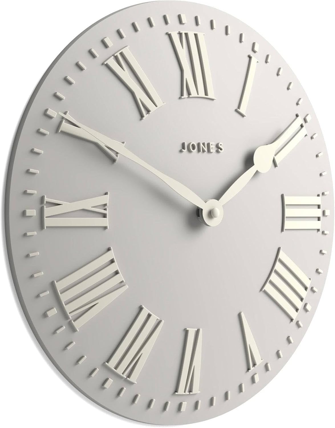 Modern Blue Wall Clock — 12" — Pale Grey