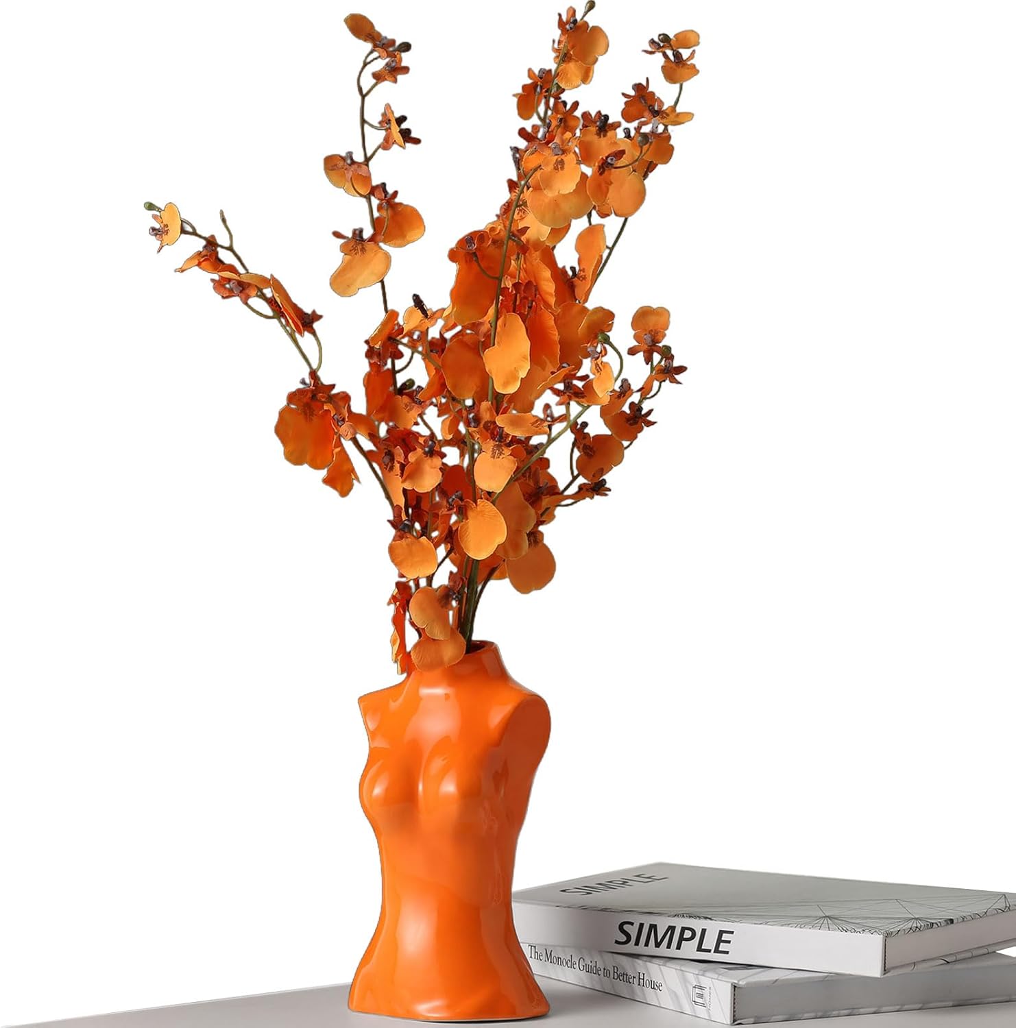Modern Black Flower Vase — Set of 3 — Female Vase- Orange