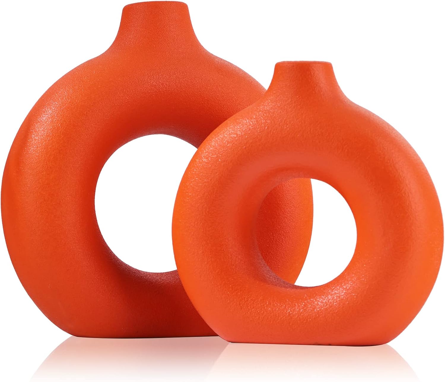 Modern Blue Vase Set — Set of 2 — Orange