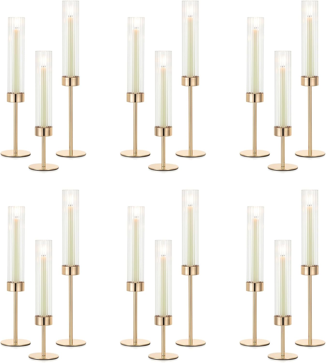 Luxe Gold Candle — Set of 3 — Ribbed