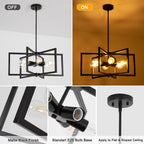 Adjustable Farmhouse Black Chandelier — 6-Light - View 3