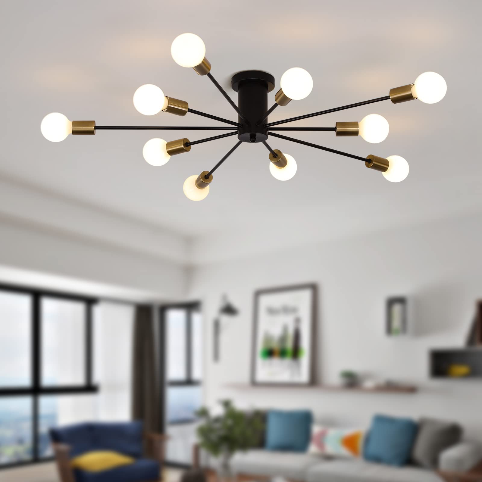 Farmhouse Black Chandelier — 10-Light