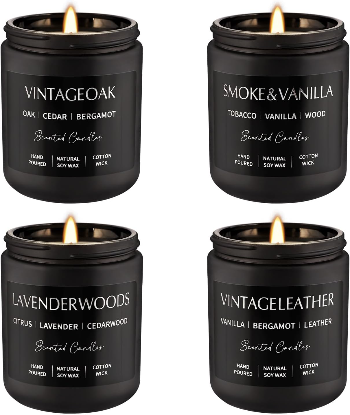 Soy Wax Black Scented Candle — 4Pack-Black