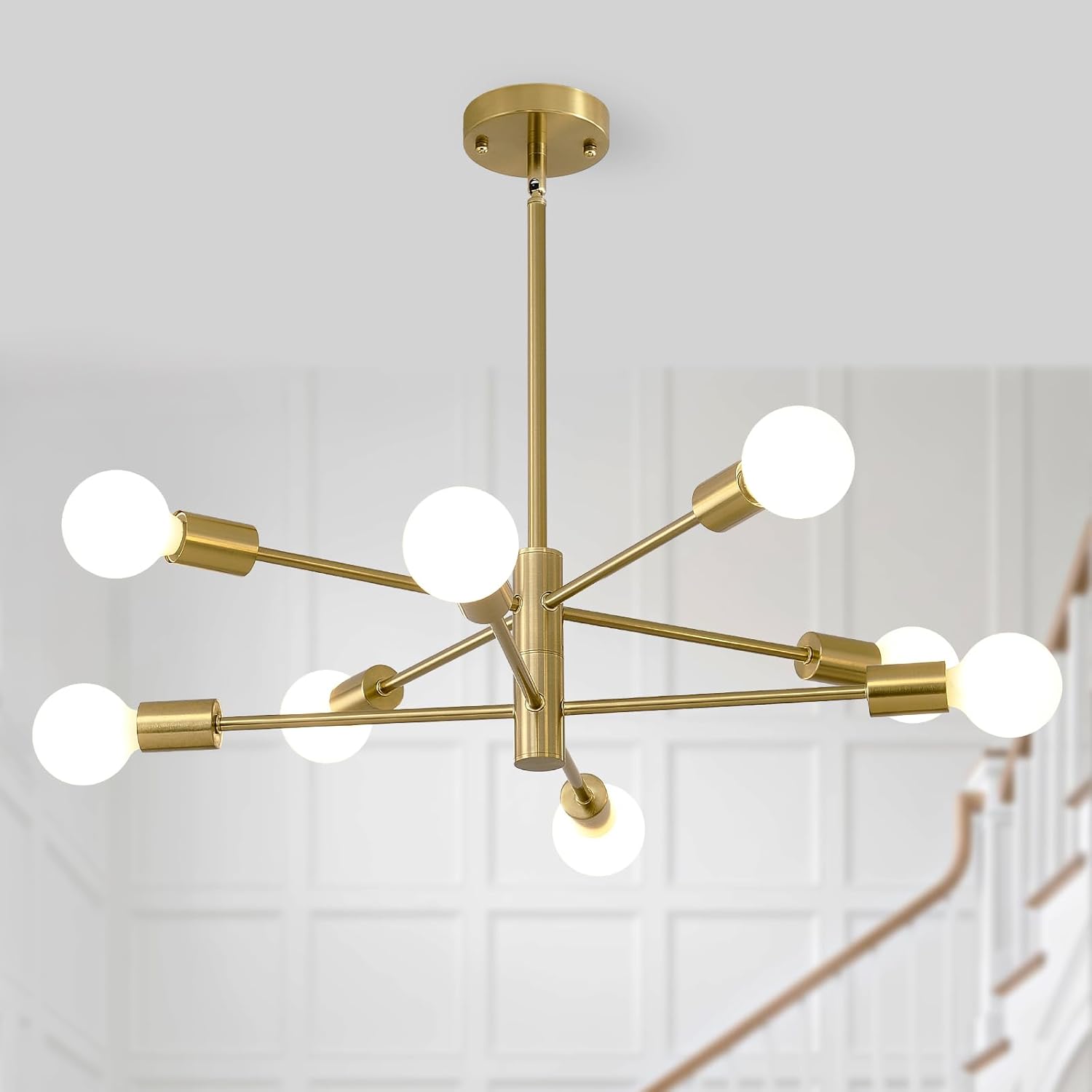 Adjustable Farmhouse Black Chandelier — 6-Light — Gold