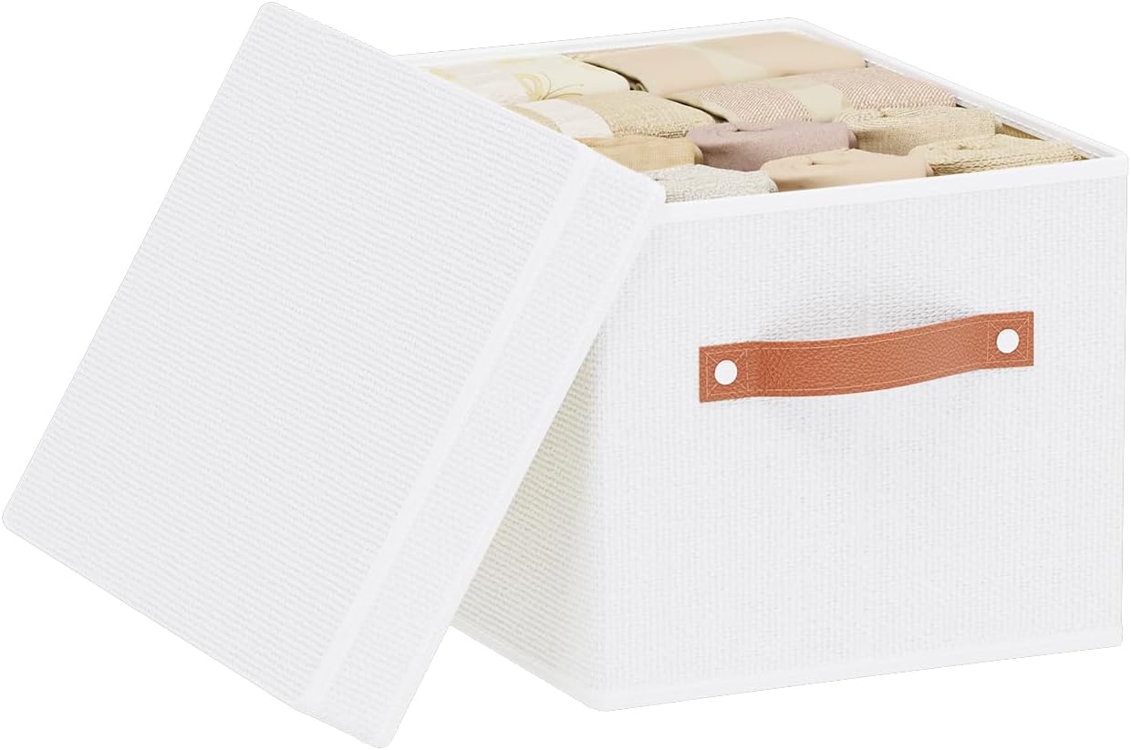 Beige Storage Bin — 13" — White