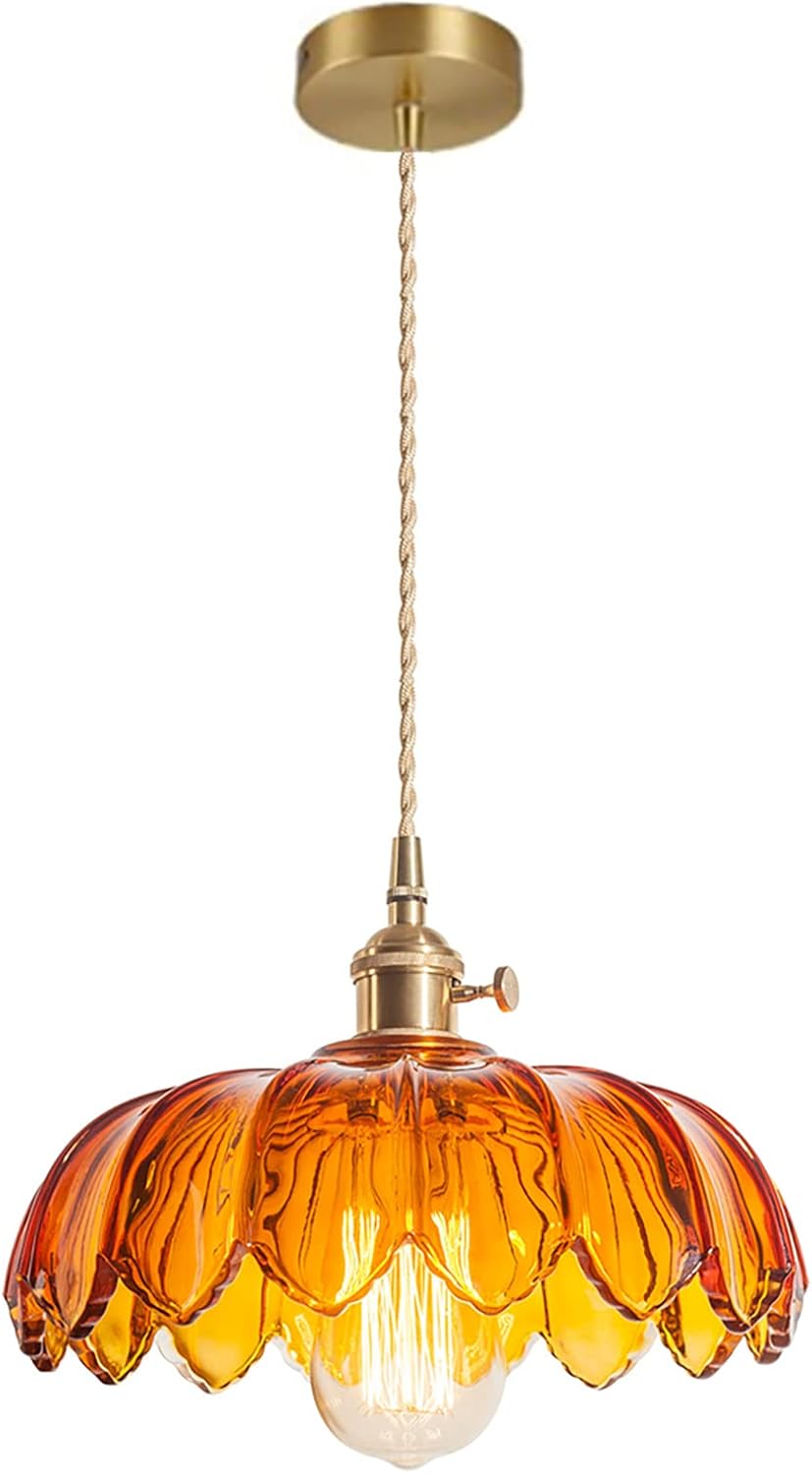Vintage Luxe Blue Pendant Light — 8" — Amber