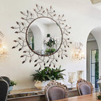 Round Luxe Black Wall Mirror — 39" — Bronze