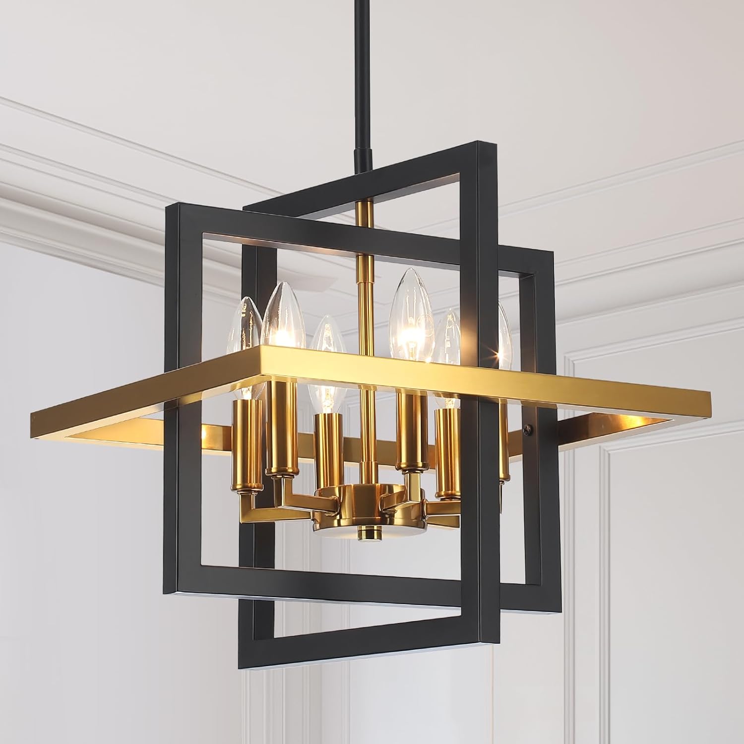 Modern Black Chandelier — Black and Gold