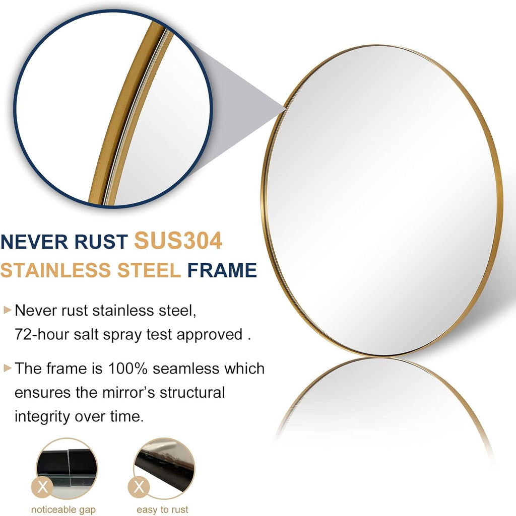 Luxe Black Round Mirror — 1" - View 7