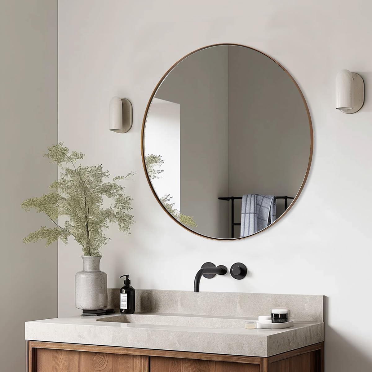 Luxe Black Round Mirror — 1" - View 8