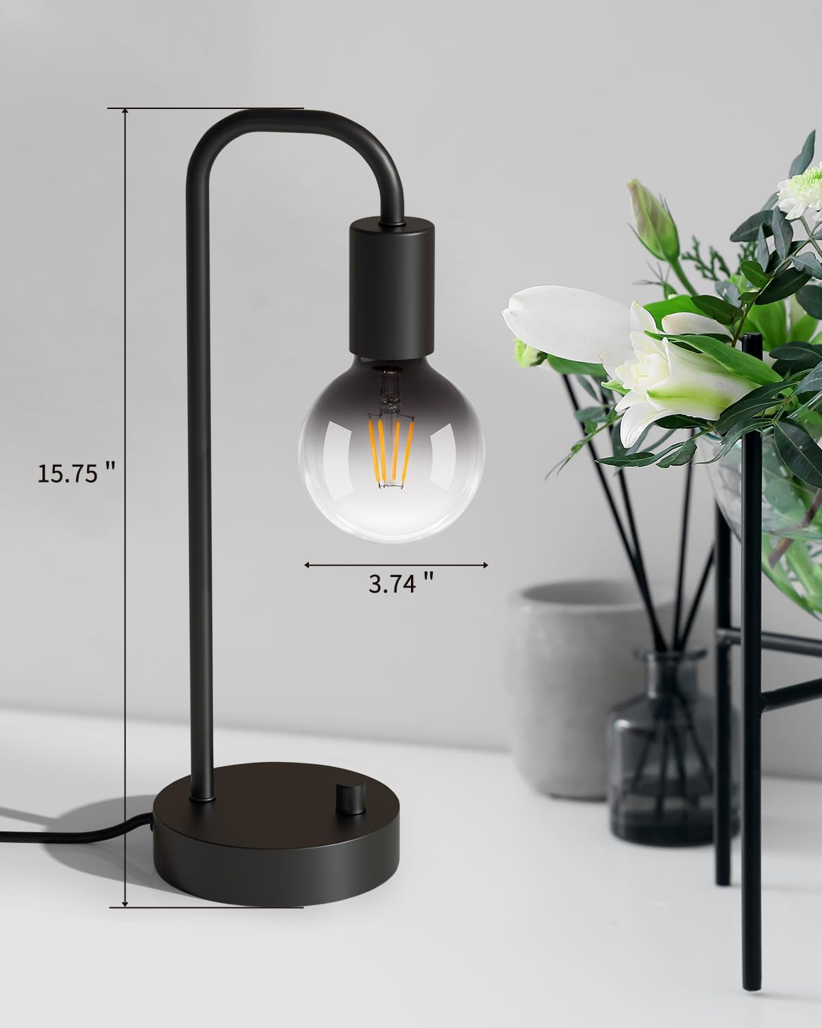 Dimmable Modern Black Bedside Lamp - View 7