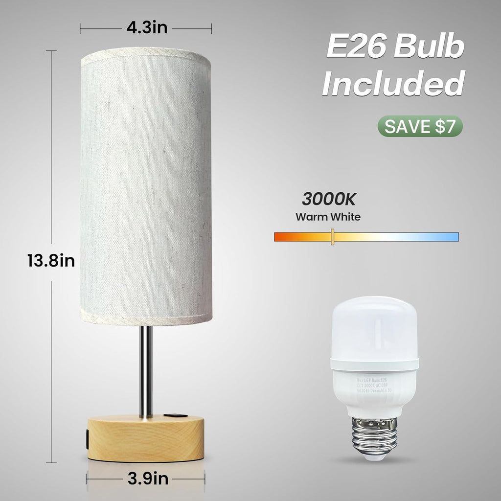 Dimmable Beige Bedside Lamp — 14" - View 6