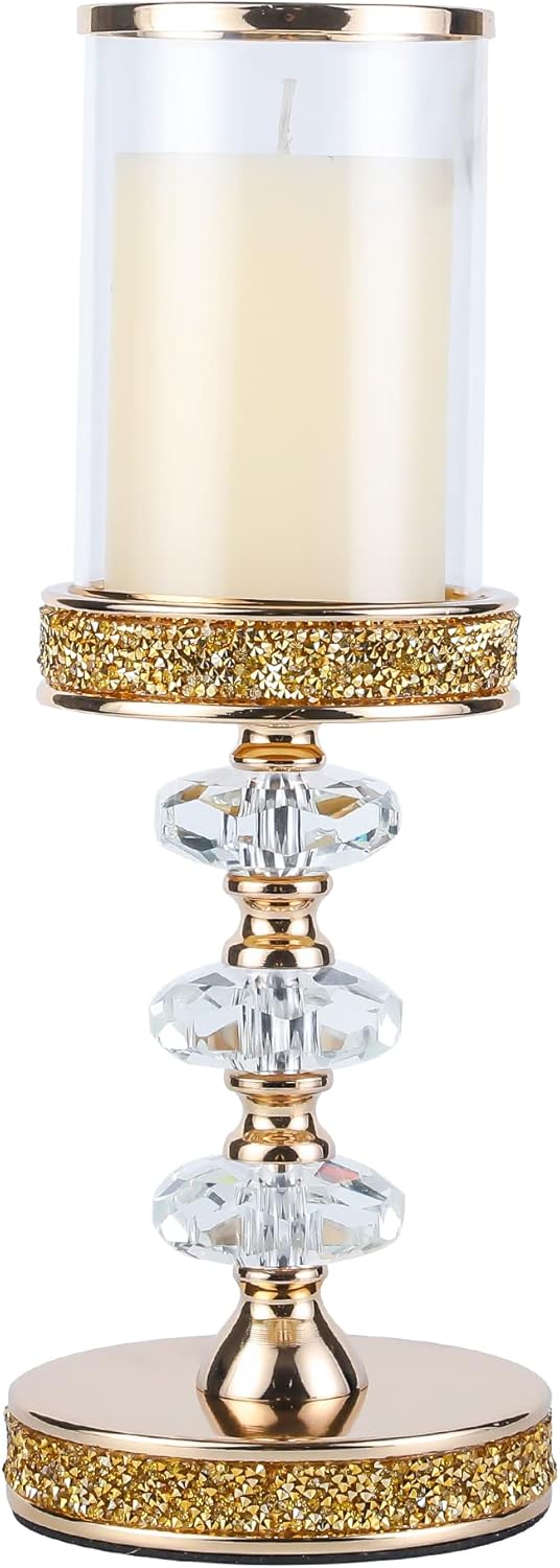 Luxe Glass Pillar Candle — Gold ( L )