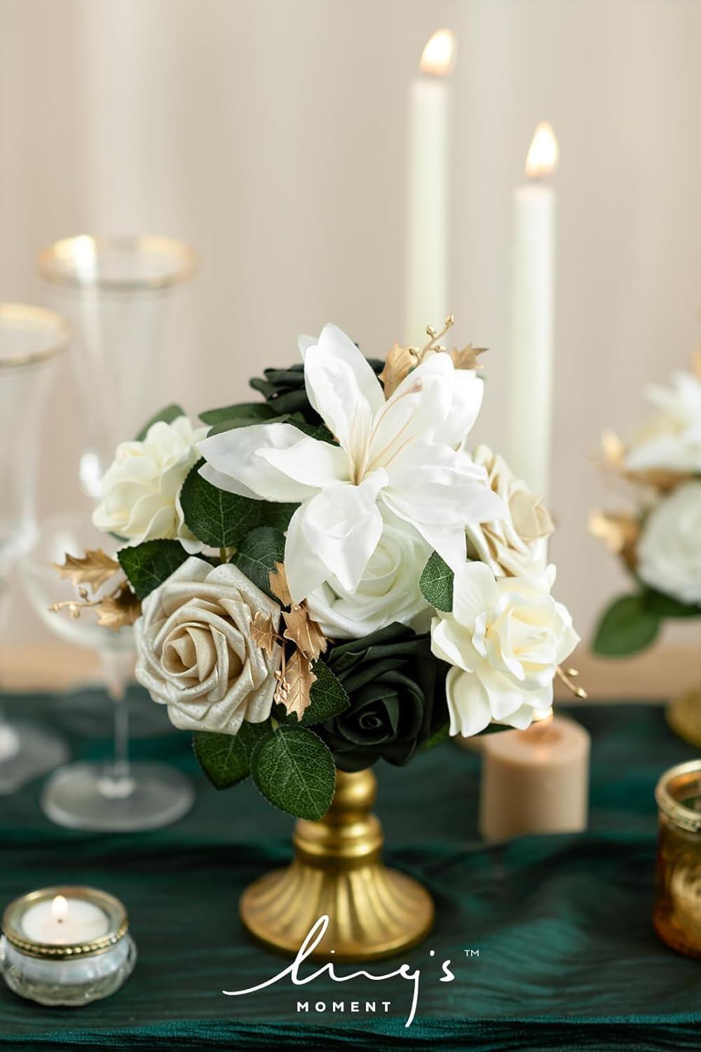 Luxe Beige Artificial Flowers — 3" - View 3