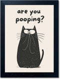 Framed Farmhouse Black Wall Decor — 8" — Black Cat Bad Smell