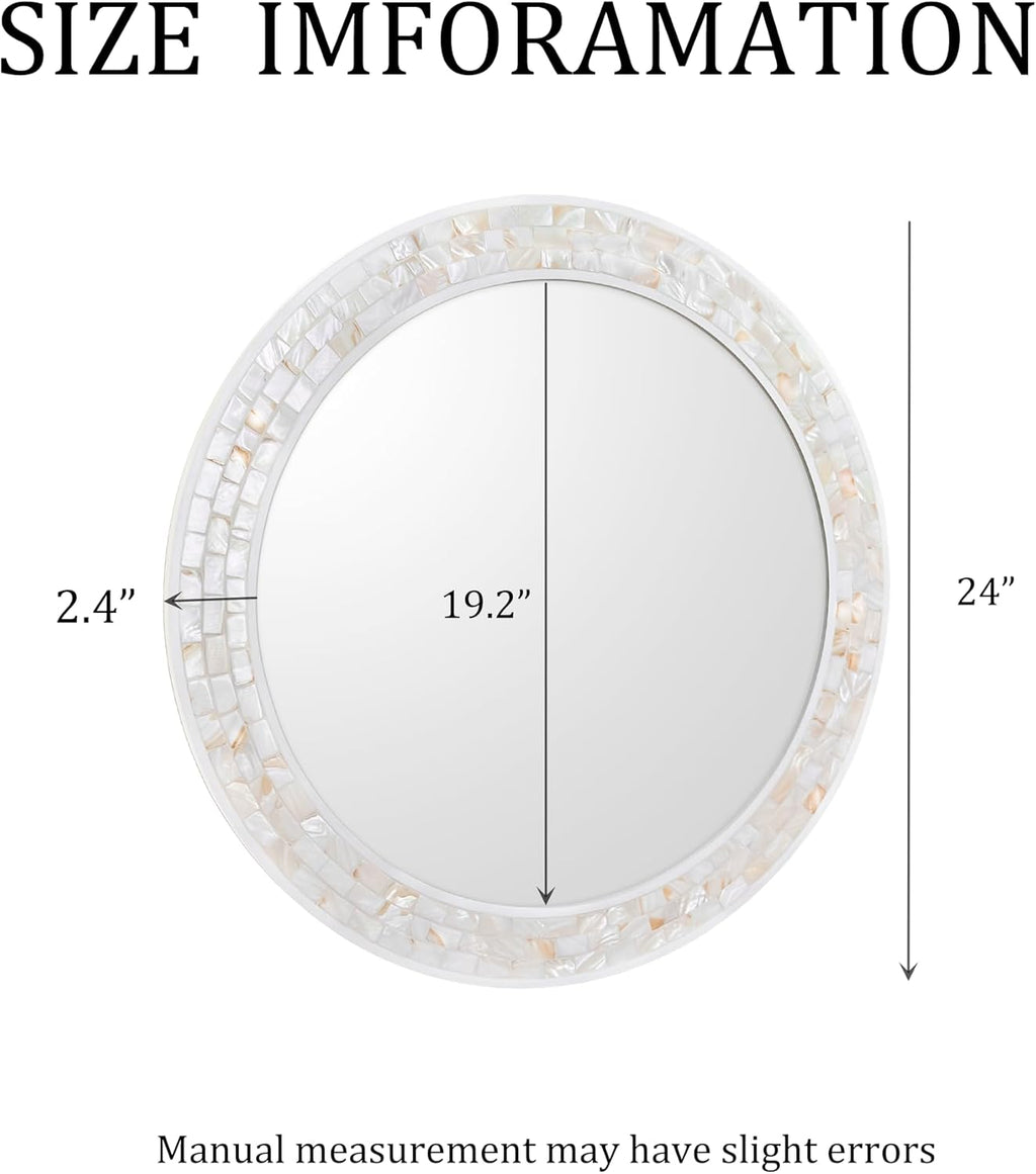 Framed White Round Mirror — 24" - View 3
