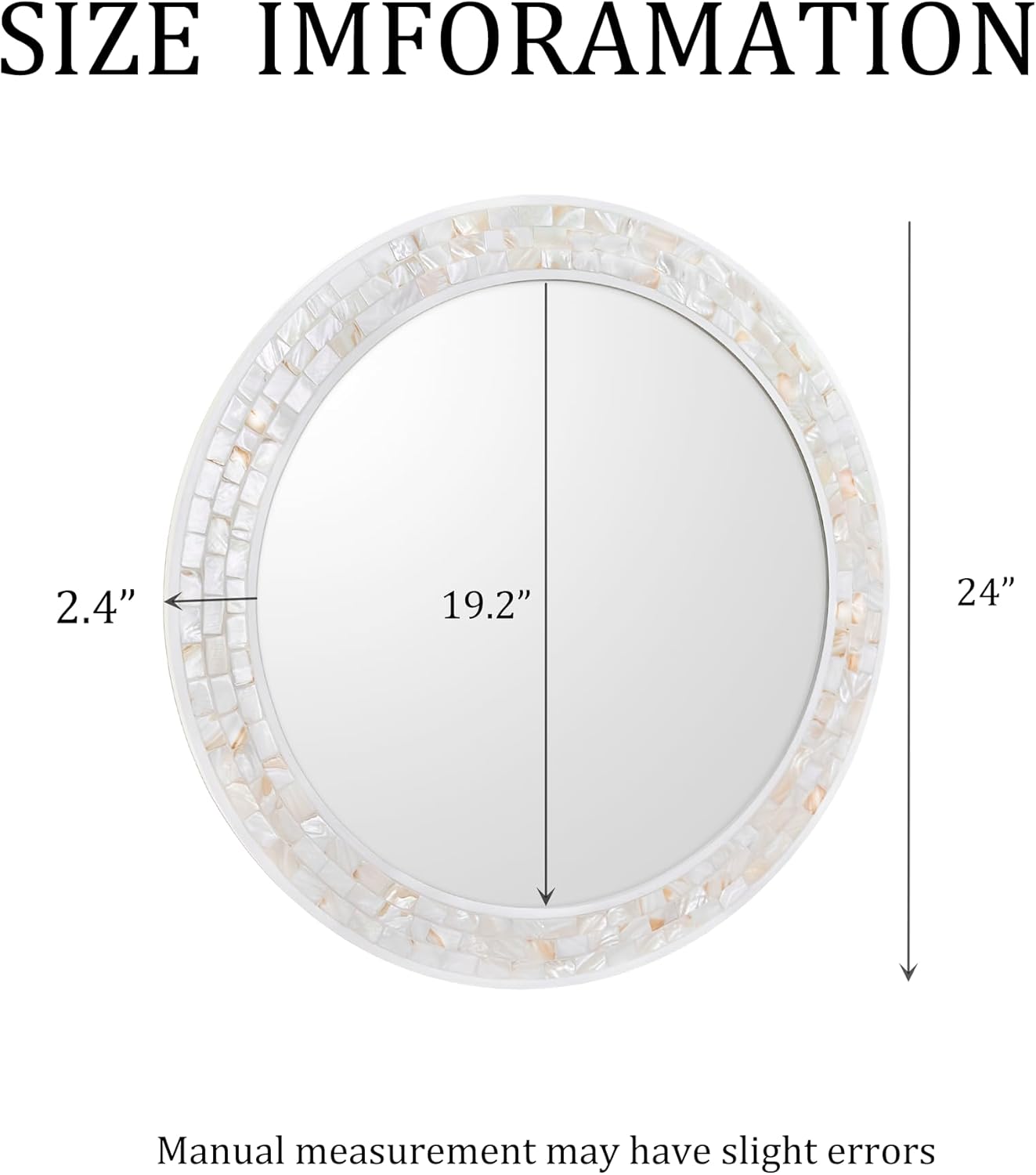 Framed White Round Mirror — 24" - View 3