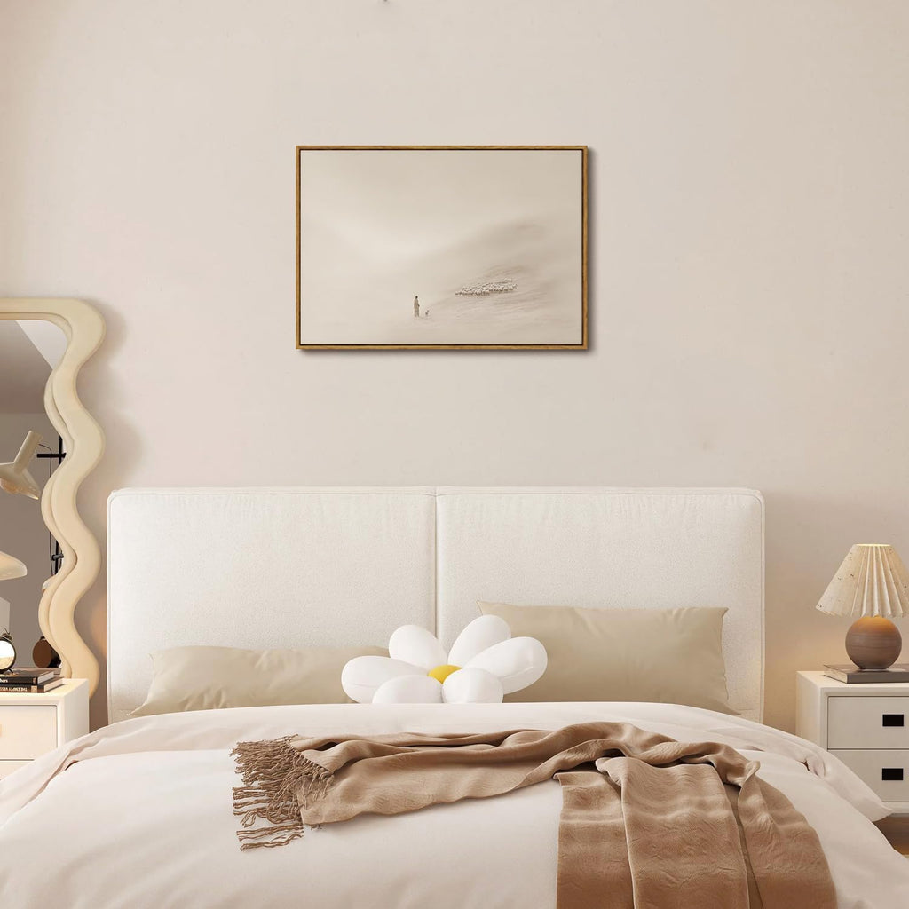 Framed Modern Beige Canvas Wall Art — 16" - View 4
