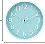 Battery Operated Modern Black Wall Clock — 12" - View 8