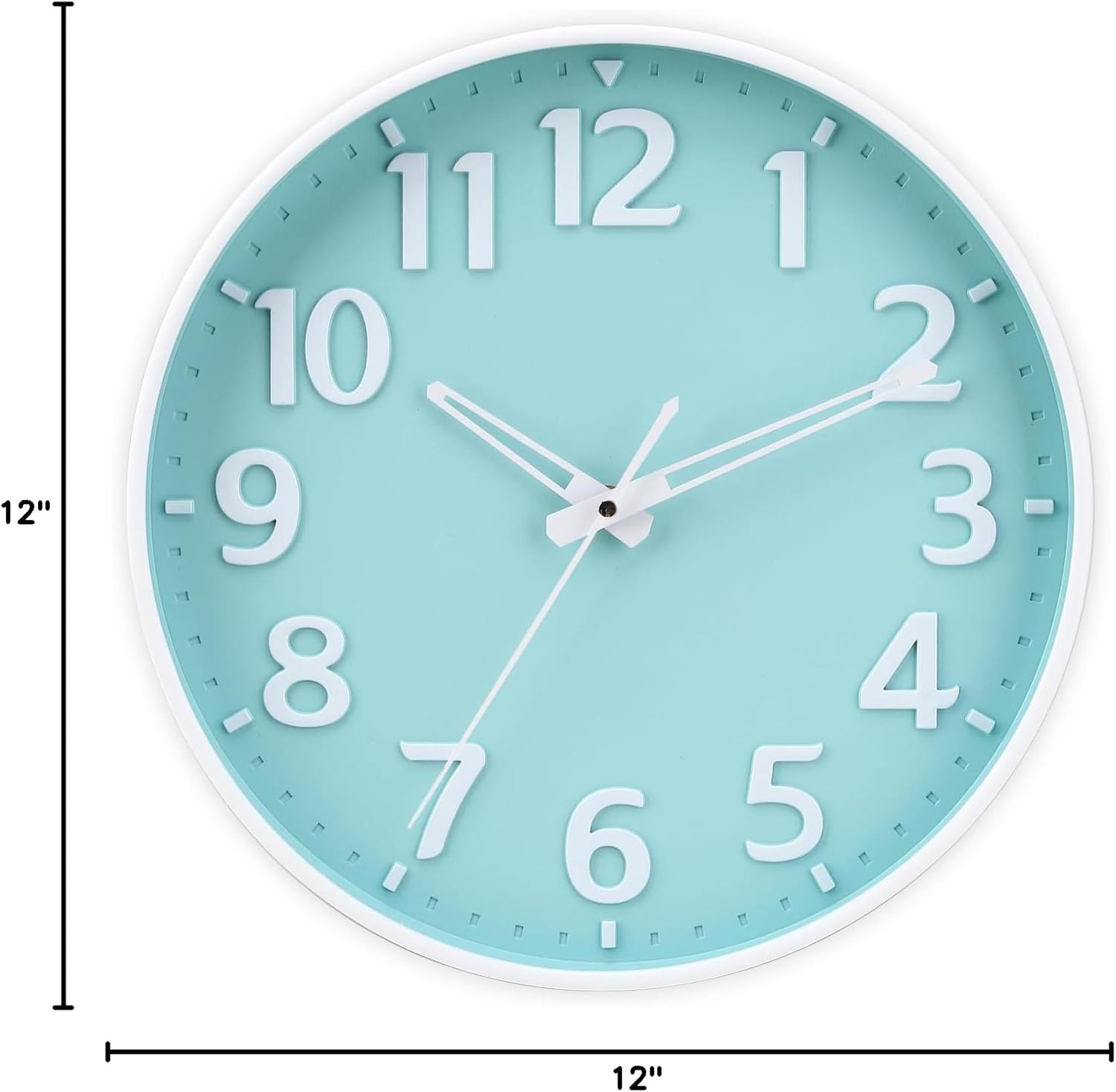 Battery Operated Modern Black Wall Clock — 12" - View 8