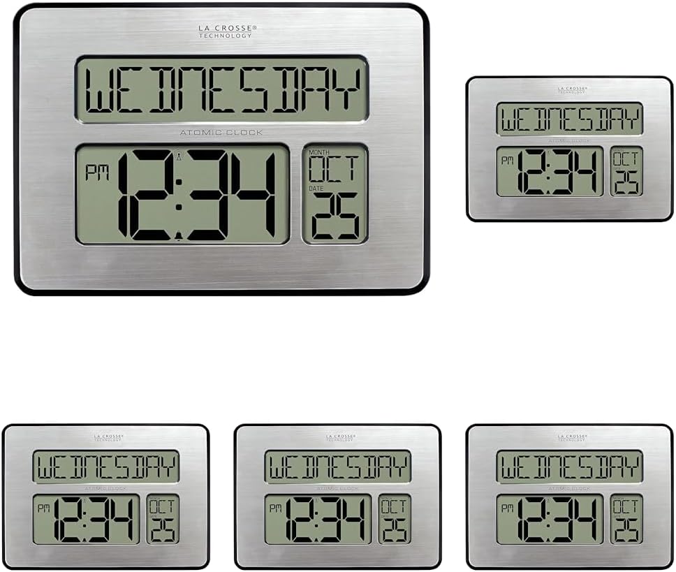 Mid-Century Black Wall Clock — 9.84" — Silver
