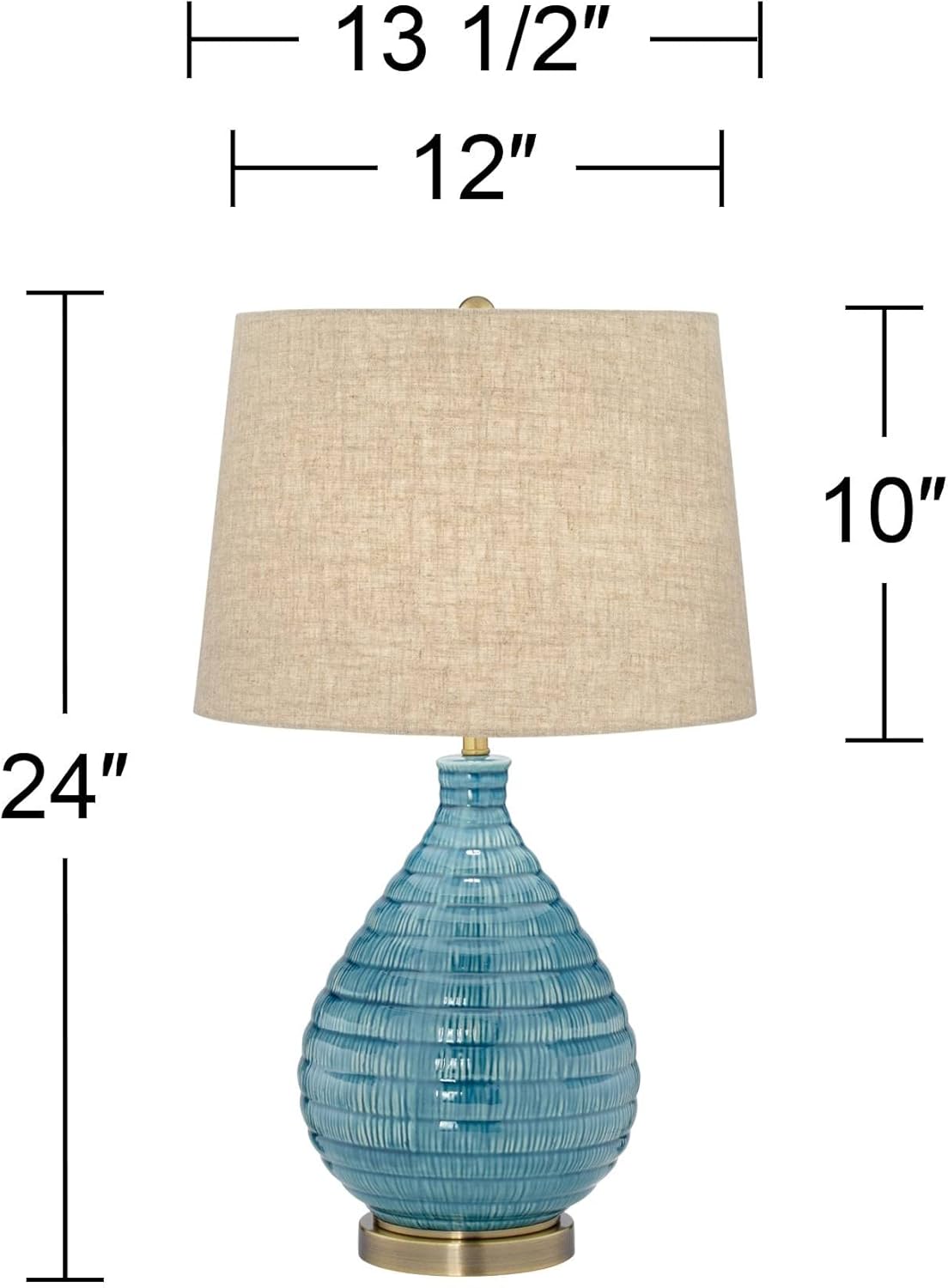 Linen Mid-Century Ceramic Table Lamp — 24" - View 4