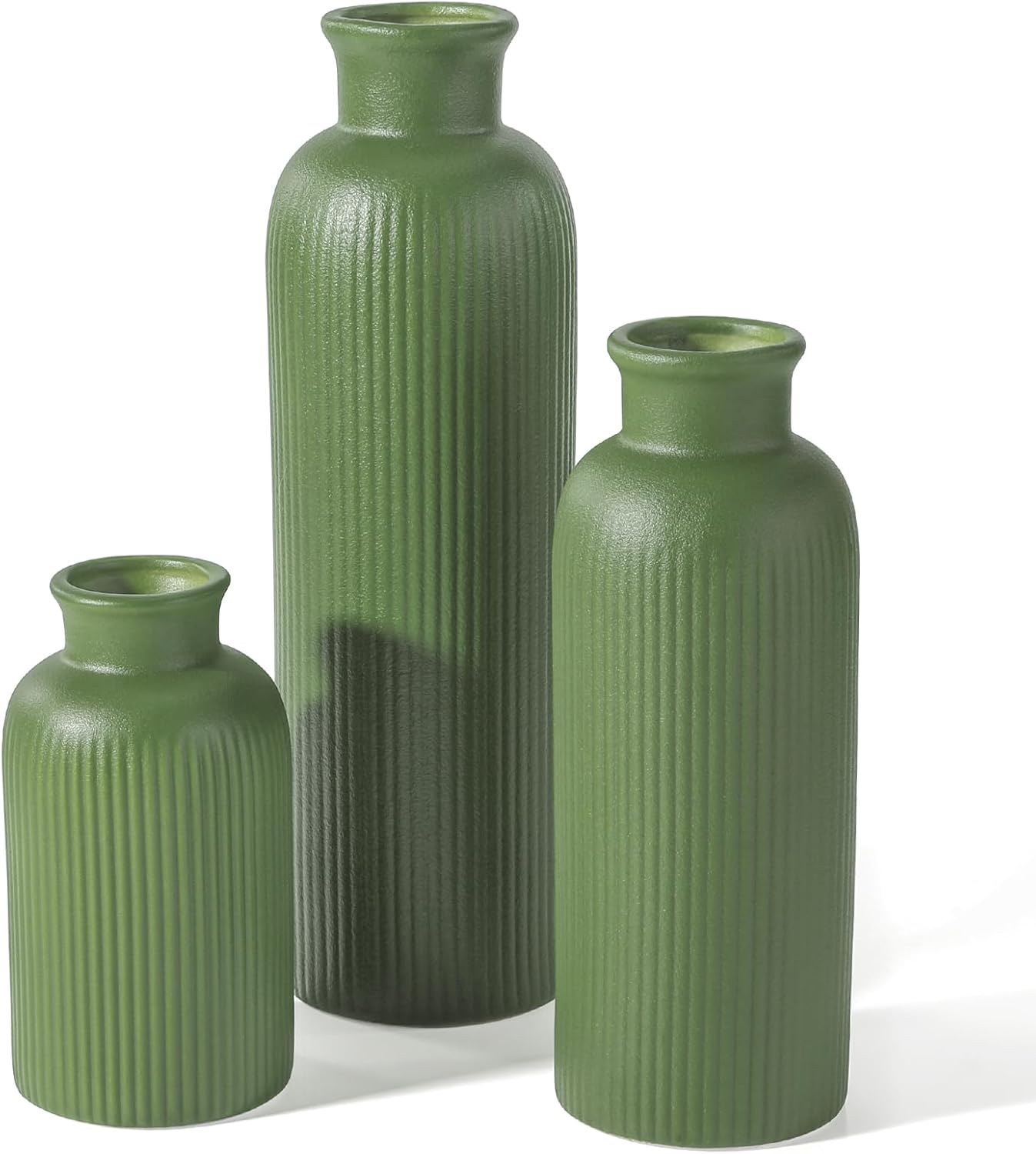 Boho Beige Flower Vase — Set of 3 — Sage Green