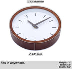 Battery Operated Mid-Century Wood Wall Clock — 12" - View 3