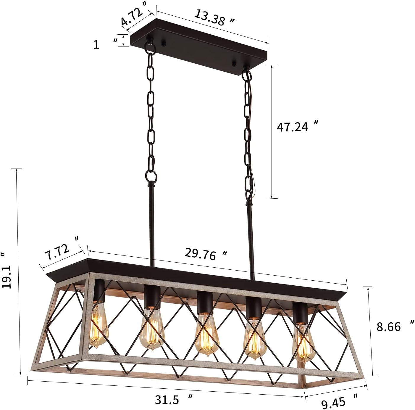 Vintage Farmhouse Gold Chandelier - View 3
