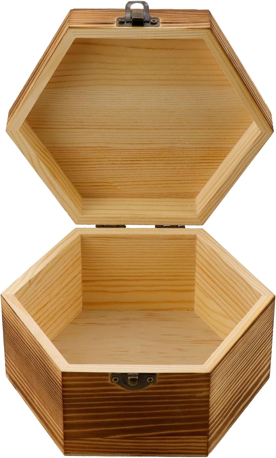 Vintage Wood Storage Basket — 5.71" — Large Hexagonal