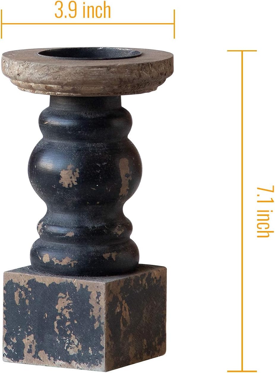 Farmhouse Wood Pillar Candle — 3.9" - View 5
