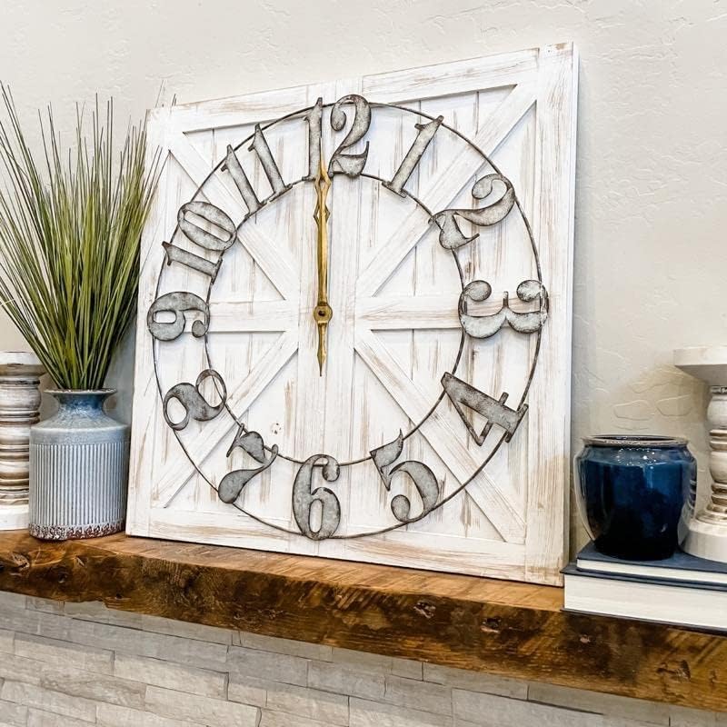 Farmhouse Wood Wall Clock — 24" - View 2
