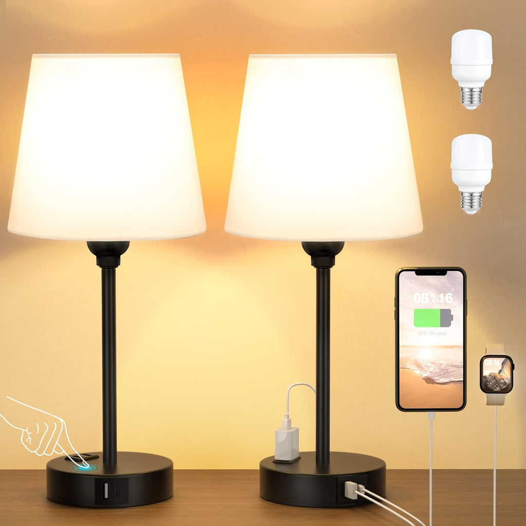 Dimmable Beige Bedside Lamp — Set of 2 - View 6