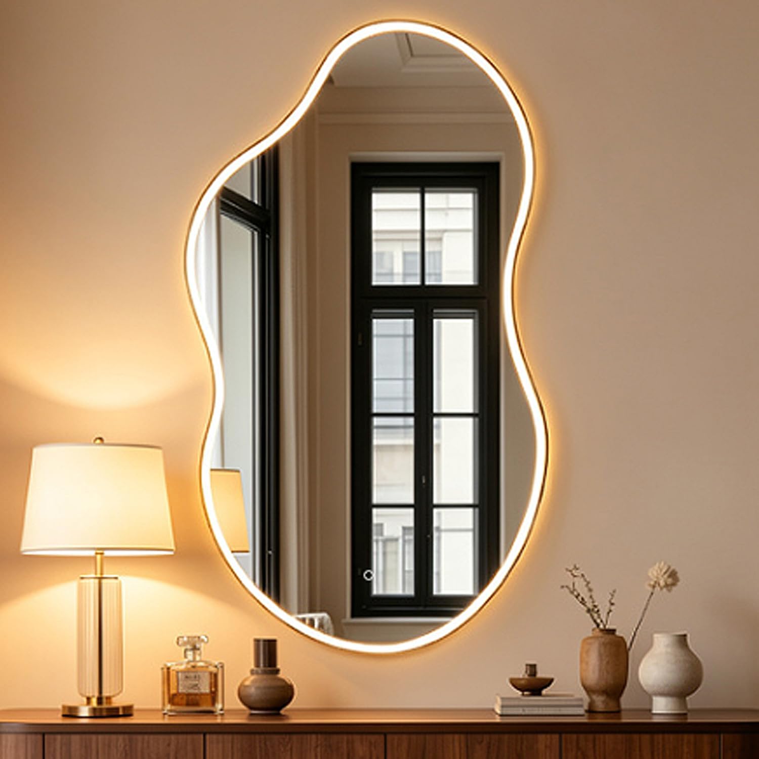 Antique Luxe Black Wall Mirror — 20" — Led
